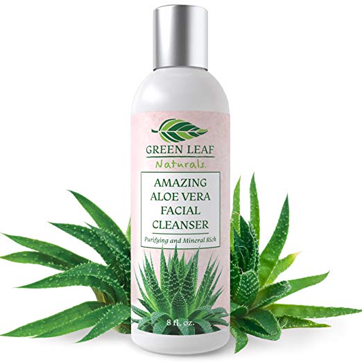 Amazing Aloe Vera Facial Cleanser for Women - Natural and Organic Ingredients - Use before Moisturizer to Cleanse, Soothe and Purify - Your Anti-Aging Face Wash from Green Leaf Naturals - 8 oz